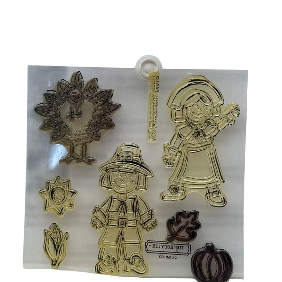 Close To My Heart My Acrylix B1095 Thanksgiving Day Clear Stamp Set Pilgrim - Picture 4 of 9